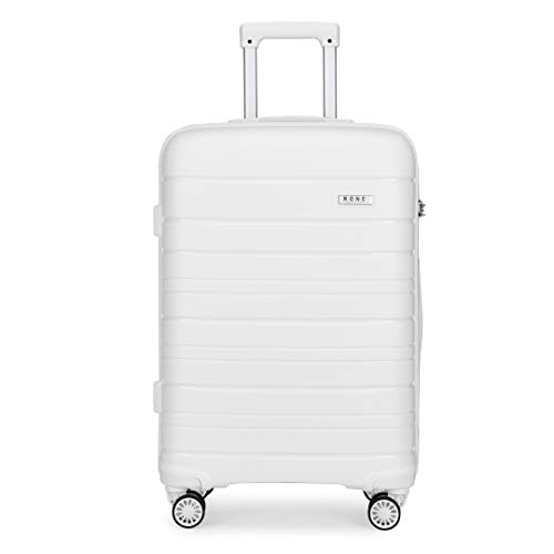 Kono Equipaje Grande Ligero con Ruedas giratorias y Cerradura TSA, Maletas Cremallera YKK,Estuche rígido de Trolley de Viaje (Blanco)