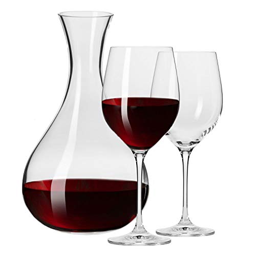 Krosno Set Decantador de Vino Tinto | 1600 ML Decantador y 2 x 450 ML Copas | Harmony Collection Uso en Casa, Restaurante y en Fiestas | Idea para Regalo