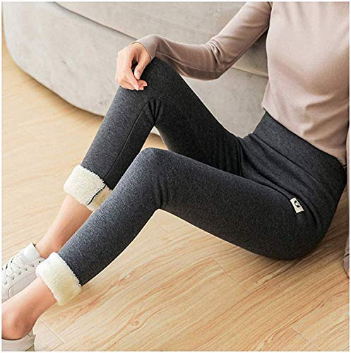 Ktyxgkl Mujeres de invierno Fleece Leggings Forrados, Lamitas de felpa Caliente Cintura Alta Elástica Pantalones delgados Termos Termal Terminación de Terciopelo Forro De Terciopelo Lenguinas Completo