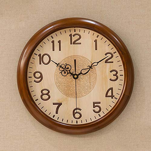 Kuingbhn Horloge Murale Pendule Murale Silencieuse Pour Salon Cuisine Bureau Disco Clásico de Madera Maciza 35 5cm de Diámetro