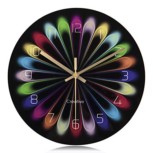 Lafocuse Reloj de Pared Silencioso Vaso Creativo Reloj Cuarzo Moderno Multicolor para Salon Comedor Dormitorio 29 cm