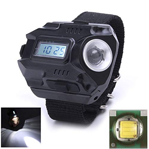 LBSST Glare Linterna de Mano con función de Reloj electrónico Reloj de Pulsera Recargable