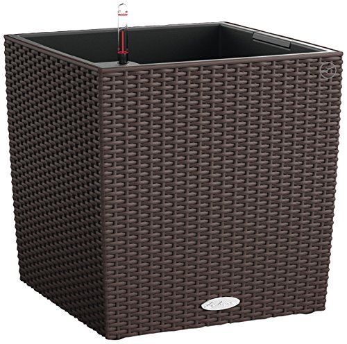 LECHUZA Cube Cottage 50 Planter, Mocha Wicker by