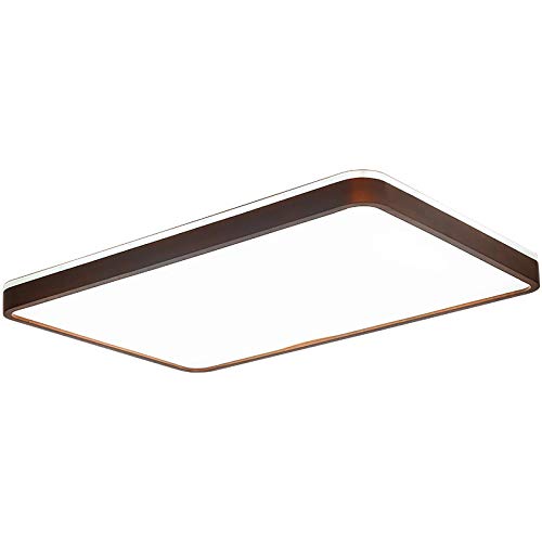 Led Lámpara De Techo Dormitorio,Plafon De Techo Salon Corredor Cocina,Lámpara De Nogal De Madera Maciza De Estilo Chino Rectángulo De Luz Blanca 80 * 60 Cm