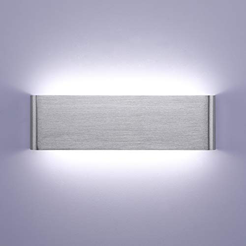 Lightess 16W Apliques de Pared LED Lámpara de Pared Interior Moderna Luz de Aluminio Acrílico Iluminación para Salón Sala de Estar Dormitorio Baño Escalera (blanco frío, plata)