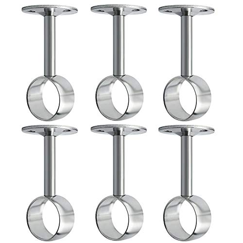 Limeow Set de Soportes Ajustables de Techo Sostenedor de la Cortina Ajustable Flange Holder Closet Soportes 16 mm para Barra de Cortina de Ducha de Armario para Barra Armario Soportes 6 Piezas