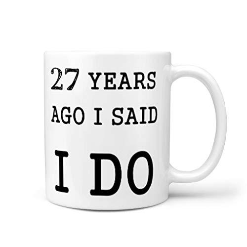 Lind88 Years Ago I Said I DO Taza de té con asa de cerámica divertida – Funny Anniversary Holiday, (311 oz), doble impresión, cerámica, Blanco, 311,84 g