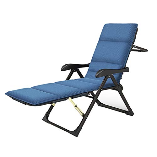 LKH Sillón reclinable Ajustable de 7 velocidades, sillón reclinable cómodo, sillón reclinable portátil, Silla de Gravedad Cero, Tumbona con Almohadilla de algodón (Color : Azul)