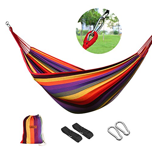 logei®Hamaca para Camping Excursión al Aire Libre Jardín Capacidad de Carga 200Kg, 200 * 150cm, Multicolor