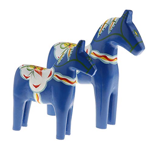 LOSAYM Estatuas Figuritas Decoración Escultura Figuritas Decorativas Estatuas 2 Unids/Set Tradicional Sueco De Madera Dala Caballo Estatua Pintada A Mano Escultura Animal Tradicional Caballo Esta