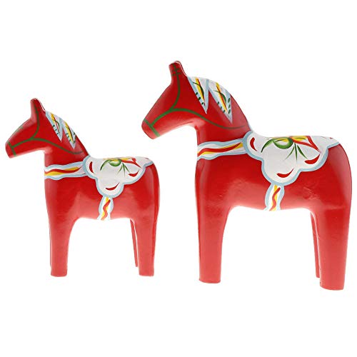 LOSAYM Estatuas Figuritas Decoración Escultura Figuritas Decorativas Estatuas 2 Unids/Set Tradicional Sueco De Madera Dala Caballo Estatua Pintada A Mano Escultura Animal Tradicional Caballo Esta