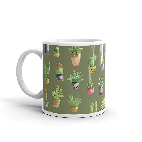 Lsjuee My little green cactus - Taza de cerámica blanca de 11 onzas