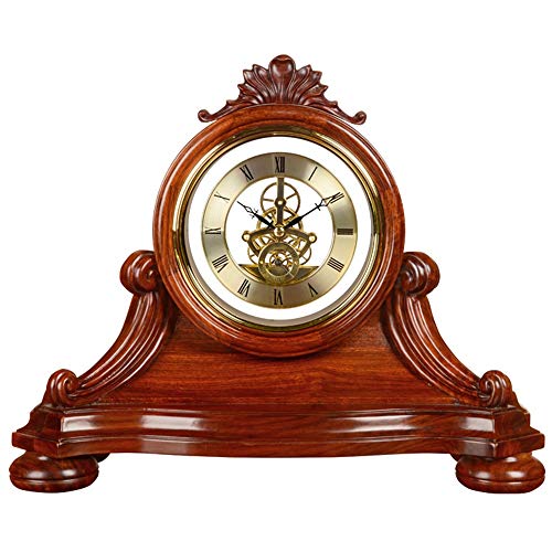 LWLEI Reloj De Manto De Personalidad Retro, Relojes De Mesa De Madera De Vidrio HD, Decoración del Hogar Reloj De Escritorio Silencioso, Movimiento De Metal En Perspectiva Relojes de Escritorio