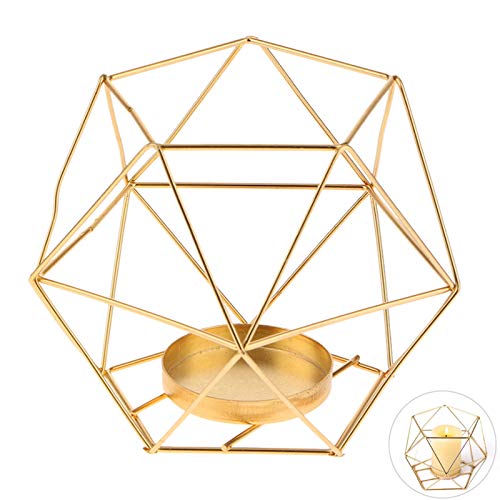 LWXCHE06 Portavelas de Aroma Romántico Candelabro de Hierro Geométricas Portavelas Metal Candelabro Candelabro de Hierro Forjado de Oro para Decoración de Mesa Bodas Decoración del Hogar 1 Piezas