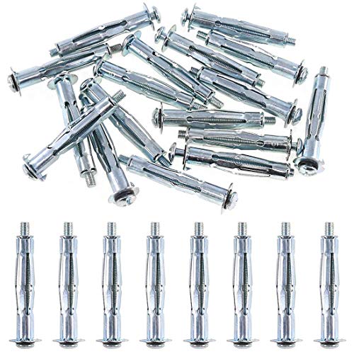 M5 x 58 Tornillos para Pladur (Paquete de 10) Tacos Metalicos de Expansion para Placa de Yeso - Acero Zincado Resistencia a la Corrosion para Paredes Secas (58mm Long) M5x58