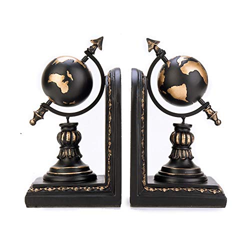 MAATCHH Bookend Globo sujetalibros de la Vendimia Un par Industrial de Mesa Decoración de Libros Películas de CD Videojuegos para estantes de Libros (Color : Globe, Size : Free Size)