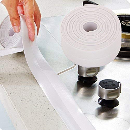 Malayas 5m x 22mm Cinta de Sellado Impermeable y Resistente al Moho Tiras Adhesivas Selladoras para Baño Cocina Esquina Pared Ducha Fregadero Bañera Color Blanco