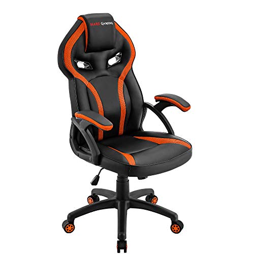 Mars Gaming MGC118BO, Silla Gaming Ergonómica en PU y Nylon, Regulable, Naranja