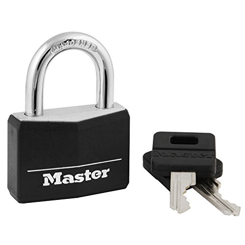 Master Lock Candado de aluminio cubierto 141D, negro, 1 paquete