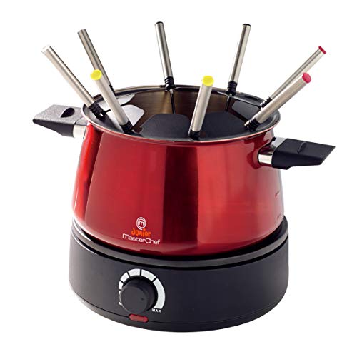 Masterchef Junior Fondue Easy Party- Fondue para 8 Personas De 1500W, Capacidad de 1.4L, Control De Temperatura Continuo, Rojo