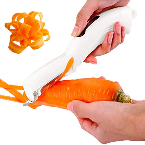 Mejor pelador automático de verduras de cocina.Ideal para pelar todo tipo de verduras y frutas.Una herramienta de cocina esencial y poderosa con cortadora Julian a mano.(blanco y Verde) Blanco