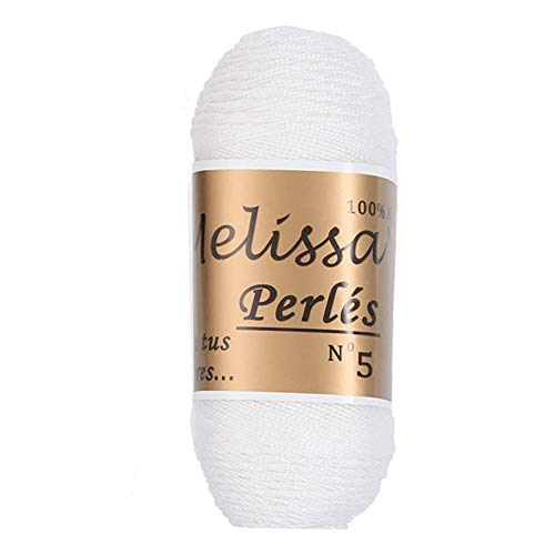 Melissa Perlés 5 - Hilo de Algodón para Ganchillo Hilado 100% Algodón para DIY y Tejer a Mano, Blanco 1, (75 g * 1 unidad)