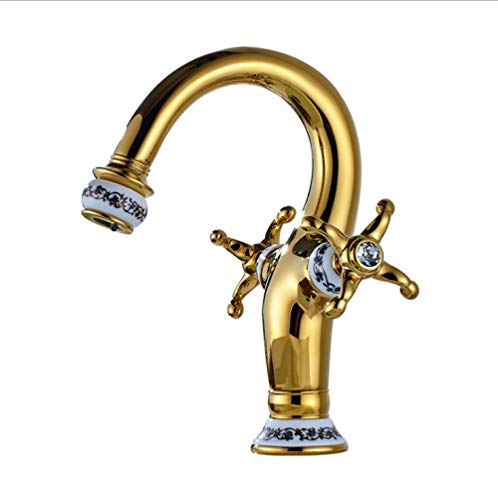 Mezclador De Lavabo Grifo Grifo De Lavabo Caliente Y Frío Grifos De Bidé Grifos De Dullave De Dos Manos De Porcelana Azul Y Blanca Chapada En Cobre Grifo De Lavabo Frío Y Caliente Grifo De Lavabo De