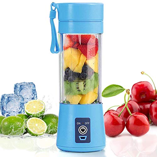 Mini licuadora portátil, Topspitgo Mezclador de frutas de tamaño personal Eléctrico USB Taza de exprimidor recargable Máquina de mezcla de frutas Baby Travel 380ml, Six Blades