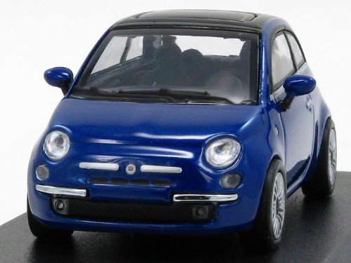 Minichamps 640121704 - Fiat 500 Azul Metalizado 2007 - Escala 1/64 - Vehiculo en Miniatura