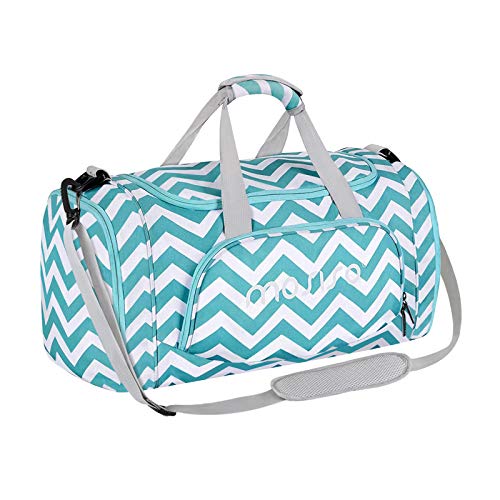 MOSISO Bolsas de Gimnasio con Compartimento Zapatos, Chevron Gym Hombro Bolso para Hombres/Mujeres Dance Travel Weekender,Caliente Azul