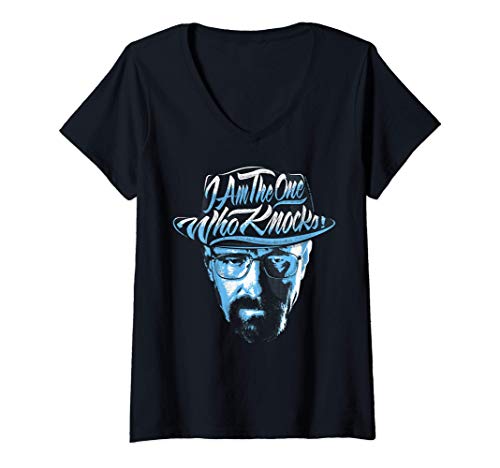 Mujer Breaking Bad I Am The One Who Knocks Blue Hue Portrait Camiseta Cuello V