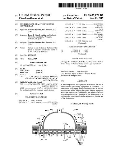 Multi-plenum, dual-temperature showerhead: United States Patent 9677176 (English Edition)