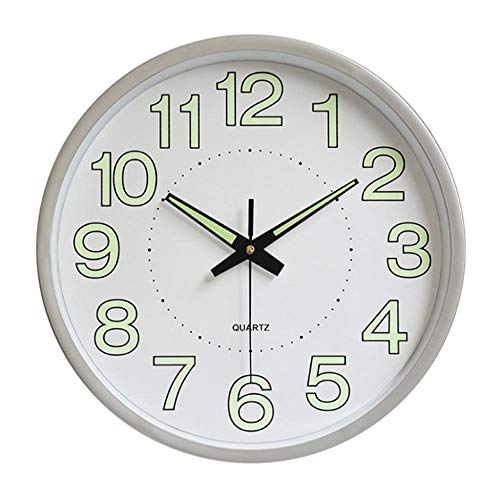 NA Reloj de Pared Reloj De Pared Oscuro Brillante De 30 Cm De 12 Pulgadas Cuarzo Silencioso Pared Luminosa Relojes De Noche Clásicos Dormitorio Sala De E