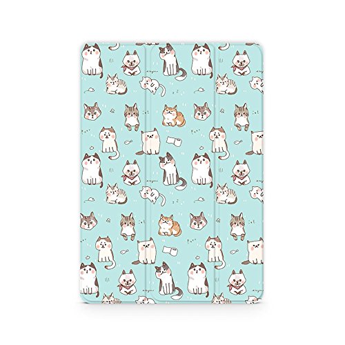 Naisidier Funda protectora para iPad 2/3/4 de 10 colores de dibujos animados de gato de piel ultra fina con imán integrado para dormir/despertar Smart Case Cover (igual funda de regalo) verde