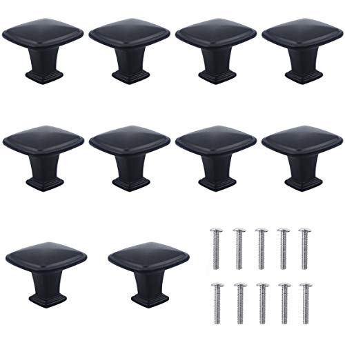 Natuce 10PCS Negro Pomo de Armario Redondo, Tirador para cajón, Pomos y Tiradores de Muebles, 30mm Pomos, pomos Redondos, para Puertas, Armarios de Cocina,Cajones - un Solo Agujero (A)