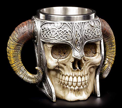 Nemesis Now B2091F6 - Taza (16 cm), diseño de calavera vikinga, color marrón