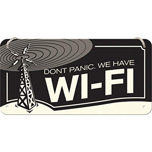 Nostalgic-Art Cartel Colgante Retro WI-FI – Idea de Regalo para los Fans de la Nostalgia, metálico, Diseño Vintage para decoración, 10 x 20 cm