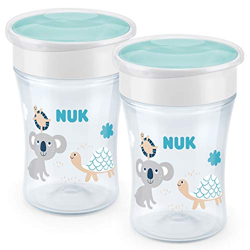 NUK Magic Cup vaso antiderrame bebe | Borde a prueba de derrames de 360° | +8 meses | Sin BPA | 230 ml | Koala (neutral) | 2 unidades