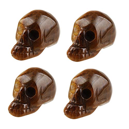 Nupuyai Juego de 4 calaveras de cristal talladas a mano, piedras preciosas, decoración para reiki