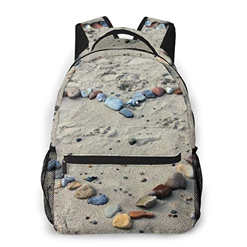 OMQFEW Mochilas Portatil 14 Pulgadas, Resistente Al Agua Casual Mochila, Multifuncional Mochila De Gran Capacidad para Hombre Mujer Escolar Trabajo Viajes Playa Mar Agua Arena Roca Huella