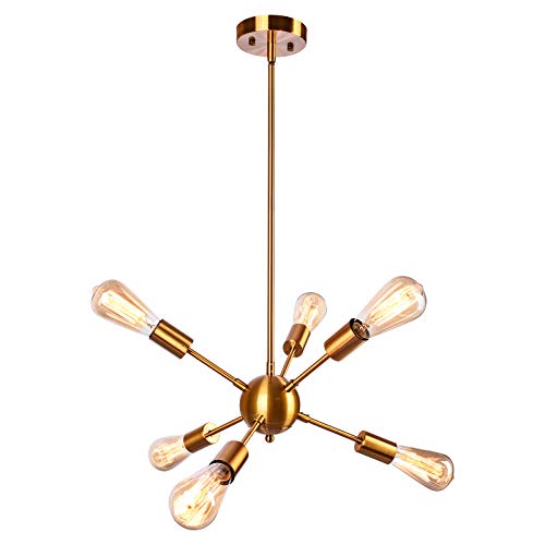 OYIPRO Oro Moderno Sputnik Iluminación colgante Lámparas de araña Metal ligero E27 para sala de estar Dormitorio loft cafe studio (Sin bombilla)