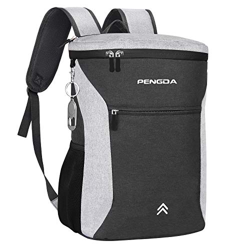 PENGDA 23L Mochila Nevera Flexible Bolsa de Compra Reutilizable Grande Bolsa Térmica Porta Alimentos de Aislamiento Bolsa de Enfriamiento Portatil para Playa,Picnics,Camping, Gris