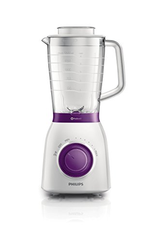 Philips HR2162/00 HR2162/00-Viva Collection Batidora Jarra Resistente 2 velocidades y Botón Pulse ProBlend 5, 600 W, 2 litros, Plástico, Blanco y violeta