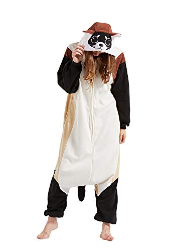 Pijama Animal Entero Unisex para Adultos con Capucha Cosplay Pyjamas Ropa de Dormir Traje de Disfraz para Festival de Carnaval Halloween Navidad Visón de Patas Negras L(168-177CM)