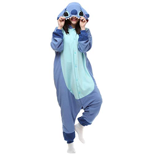 Pijama de Animales, de ANIMAL PJS, para Adultos, para Mujeres, Hombres, Cosplay, para Dormir, Disfraz, Dibujos Animados Azul Stitch Azul M