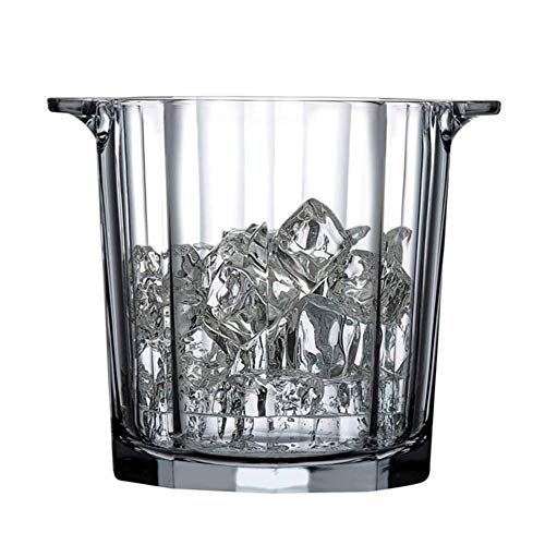 PIVFEDQX Cubo de Hielo de Vidrio, Cubo de champán Transparente Contenedor de Vino de Hielo Barril de Cerveza portátil para barbacoas de Fiesta-1.6l 14x15cm (6x6 Pulgadas)