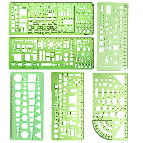 Plantilla medidora 6 plantillas de dibujos circulares de plástico para construcción de plantillas de dibujo geométrico para oficina y escuela