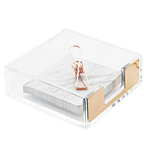 Porta tacos de notas Soporte de notas de oficina Escuela Notas adhesivas Almohadillas de papel Organizador Cajón Cubo de notas Dispensador de joyas Anillo Pendiente Bandeja Caja 3.9x3.8 pulgadas