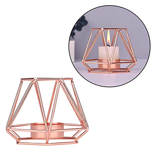 Portavelas de Metal,Portavelas de Hierro Forjado, Candelabro de Hierro Forjado de Oro Rosa,Vela Europea de Oro Rosa,Portavelas de Aroma Romántico,para Decoración de Mesa,Bodas,Decoración del Hogar