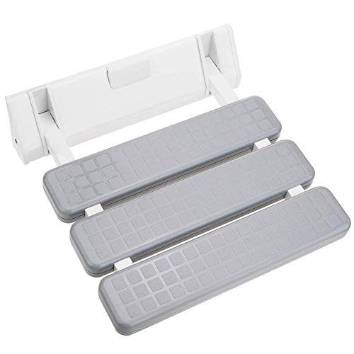 PrimeMatik - Asiento de Ducha abatible. Silla Plegable para Ancianos de plástico y Aluminio Gris 320x328mm